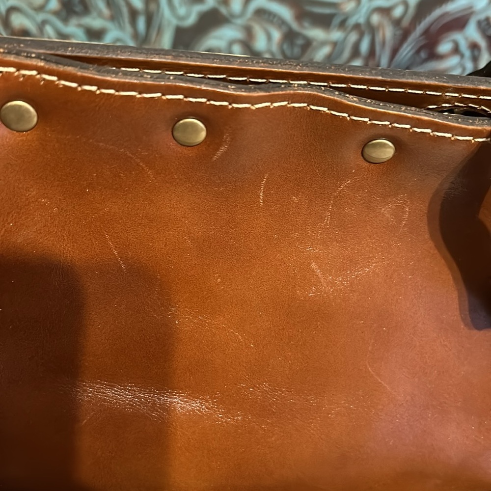Patricia Nash Brown Leather Studded Tote with Gold Hardware - Picture 8 of 12